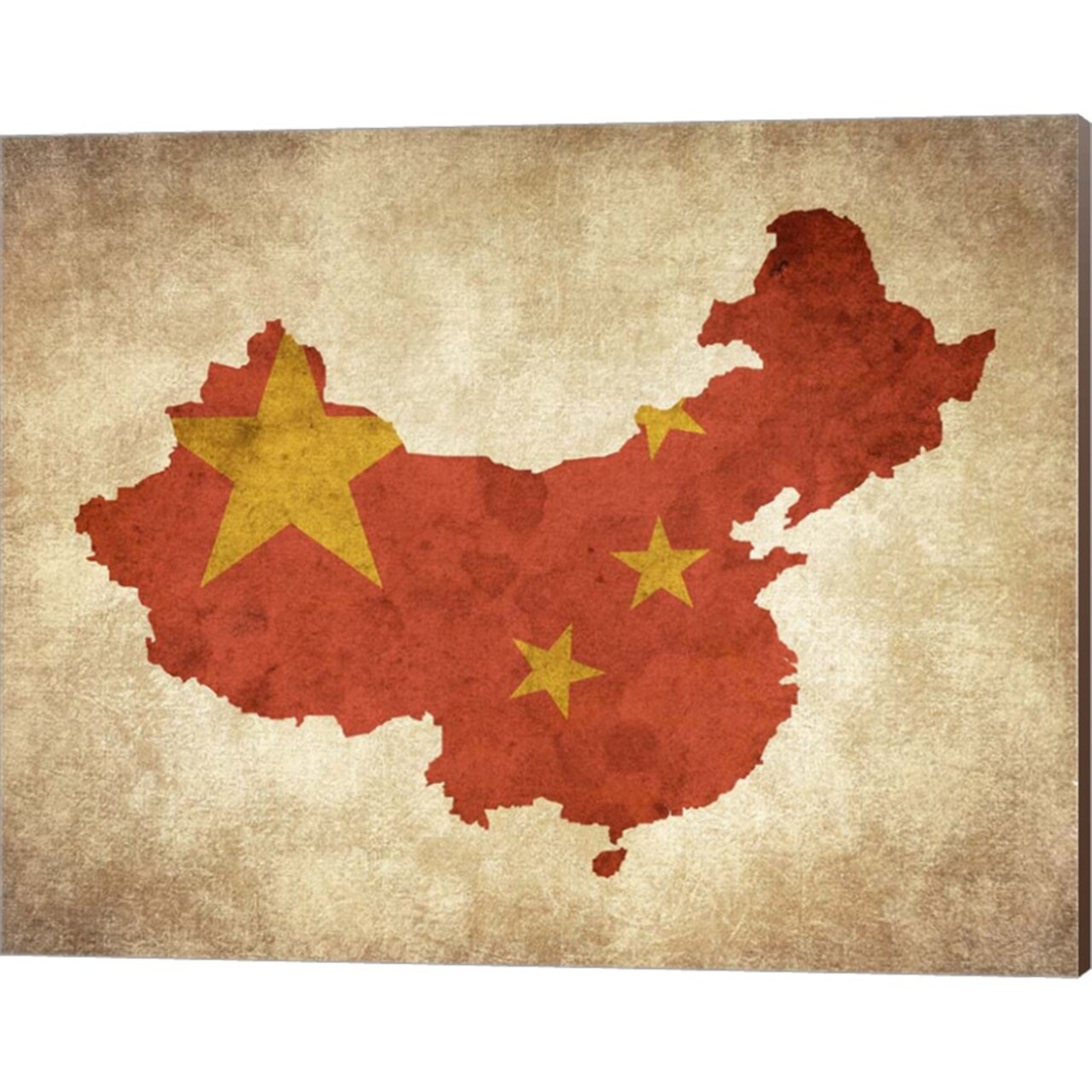 Map with Flag Overlay China by Color Me Happy 20" x 16" Canvas Wall Art
